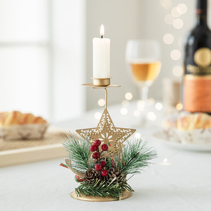 ✨ Christmas Golden Wrought Iron Candlestick – Elegant Window & Home Decoration