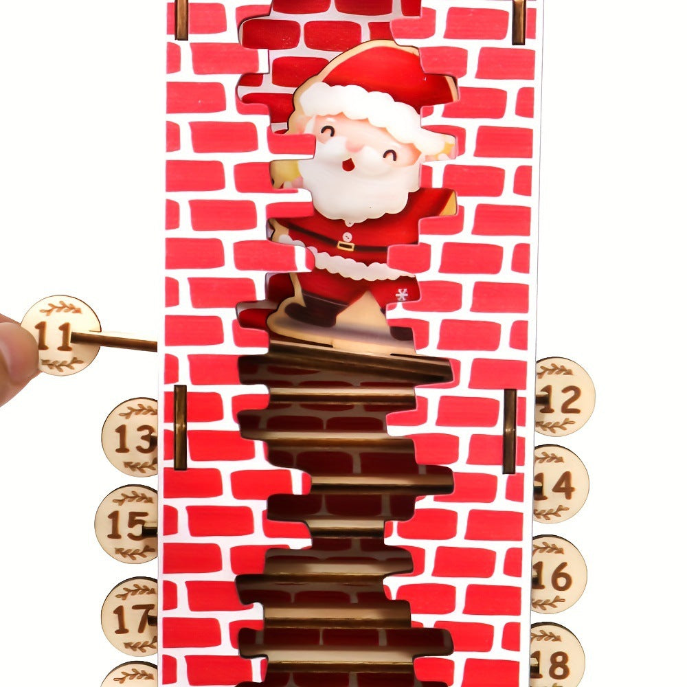 Santa Claus Wooden Advent Calendar – 24-Day Holiday Countdown Display