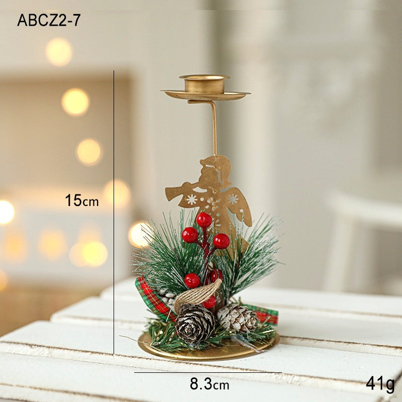 ✨ Christmas Golden Wrought Iron Candlestick – Elegant Window & Home Decoration