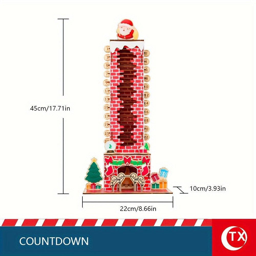 Santa Claus Wooden Advent Calendar – 24-Day Holiday Countdown Display
