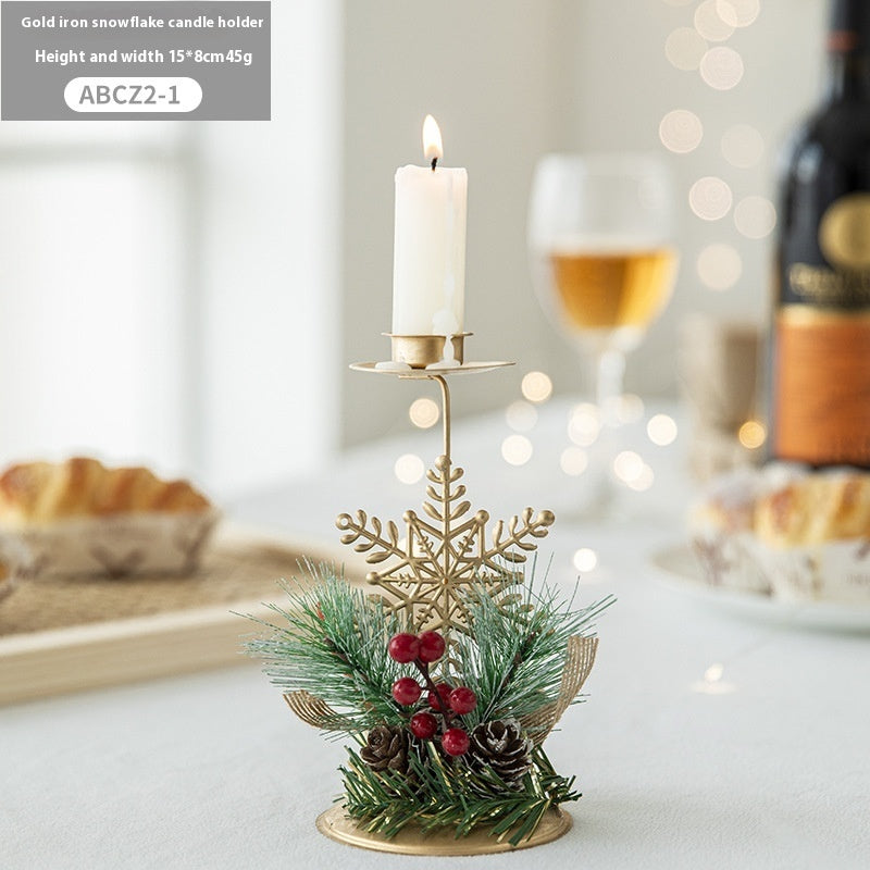 ✨ Christmas Golden Wrought Iron Candlestick – Elegant Window & Home Decoration