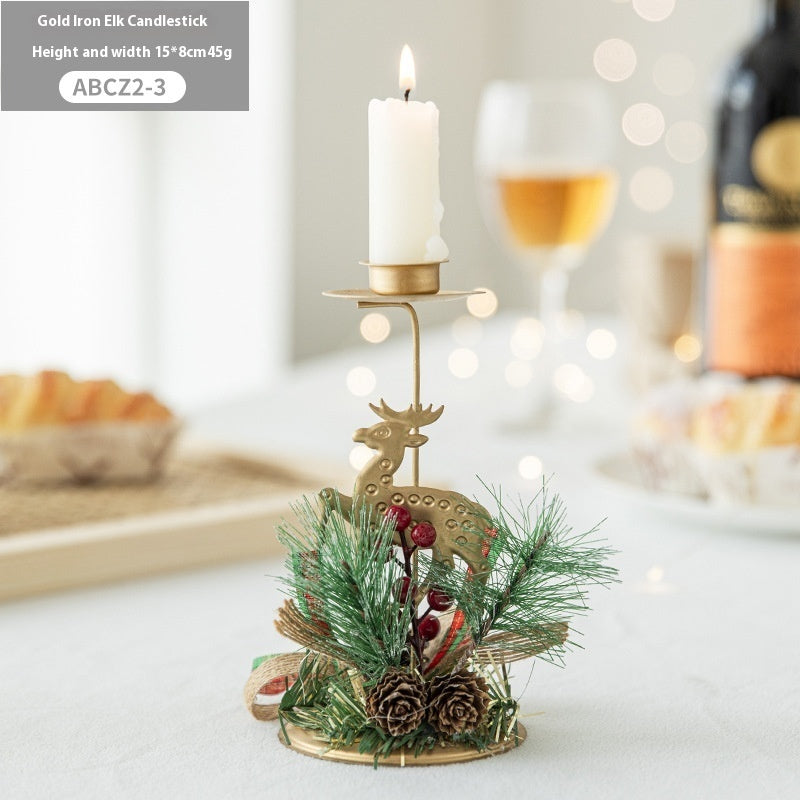 ✨ Christmas Golden Wrought Iron Candlestick – Elegant Window & Home Decoration
