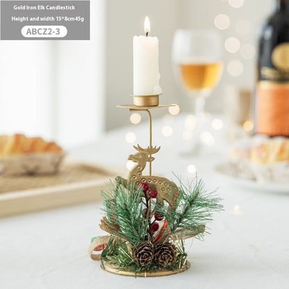 ✨ Christmas Golden Wrought Iron Candlestick – Elegant Window & Home Decoration