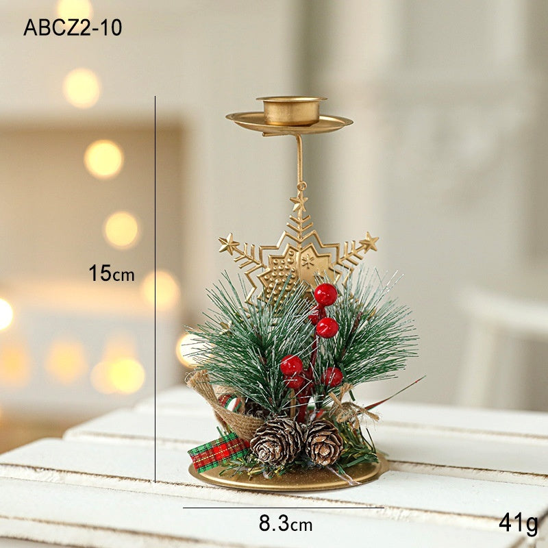 ✨ Christmas Golden Wrought Iron Candlestick – Elegant Window & Home Decoration
