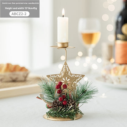 ✨ Christmas Golden Wrought Iron Candlestick – Elegant Window & Home Decoration
